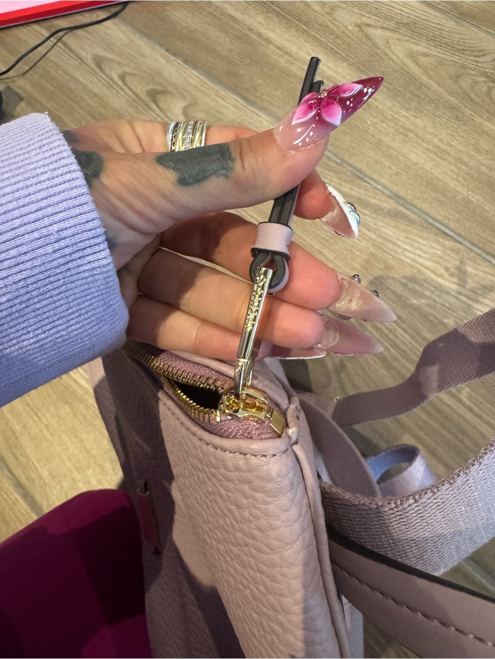 Calvin Klein Zulle Mauve Pebbled Leather Backpack with coin/airpods purse - Picture 14 of 16